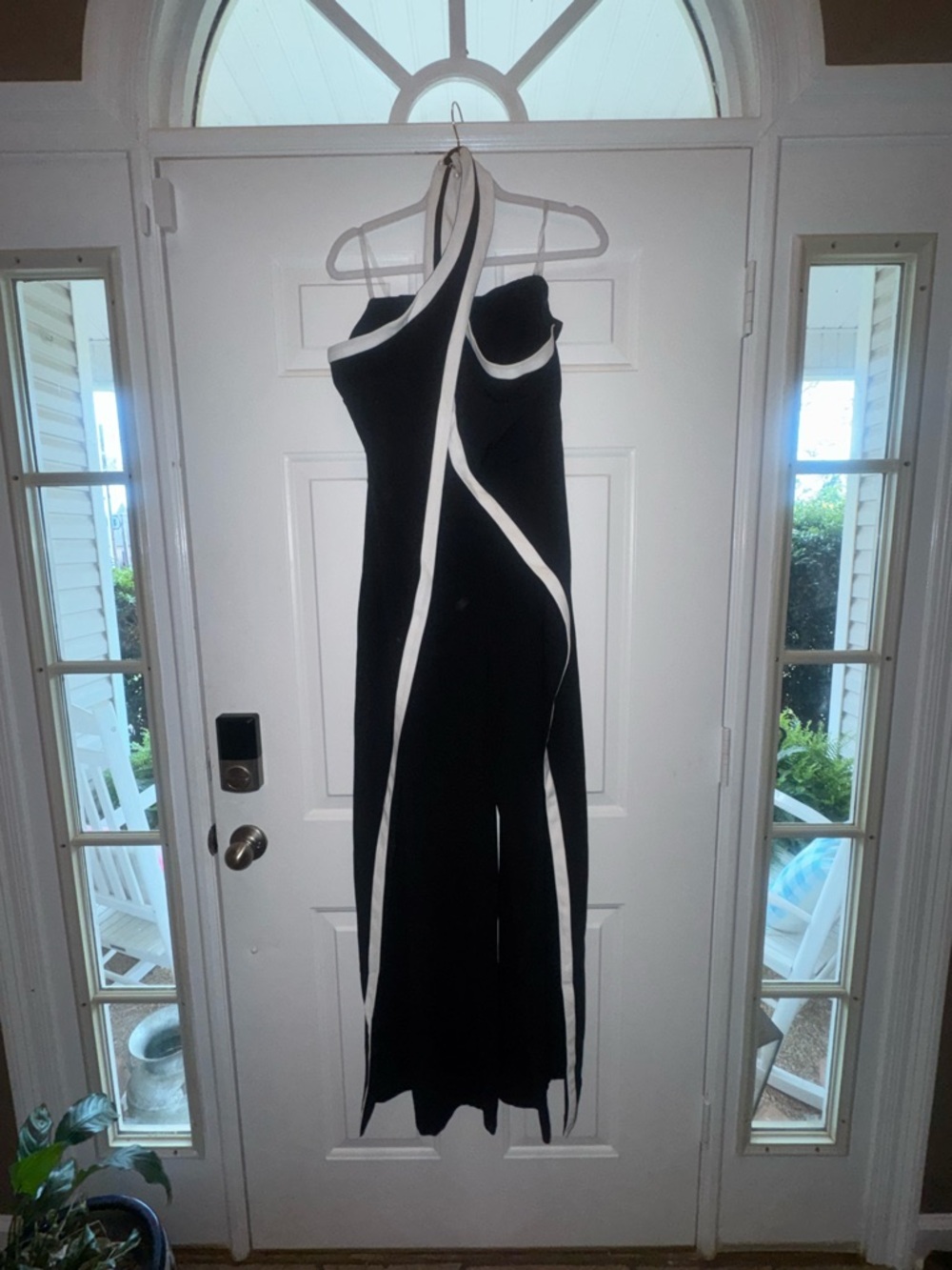 Fashion Nova Black One-Shoulder Dress with White Trim